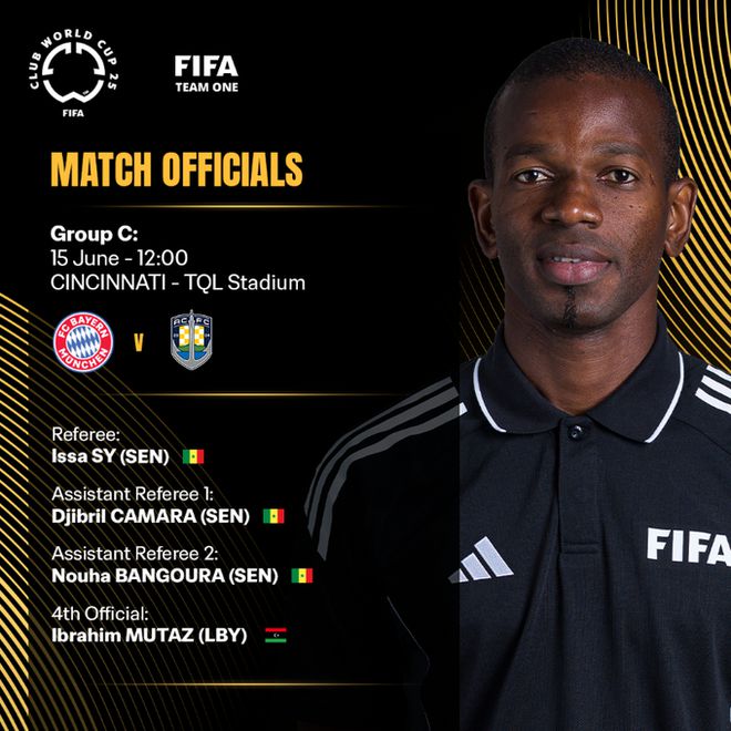 世俱杯小組賽：塞內加爾裁判組執哨拜仁對奧克蘭城